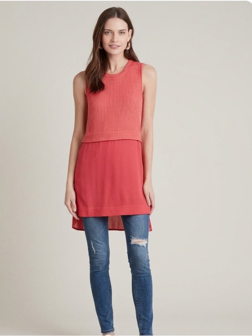 Ro & De Sleeveless Mini Dress In Coral Pink Size S